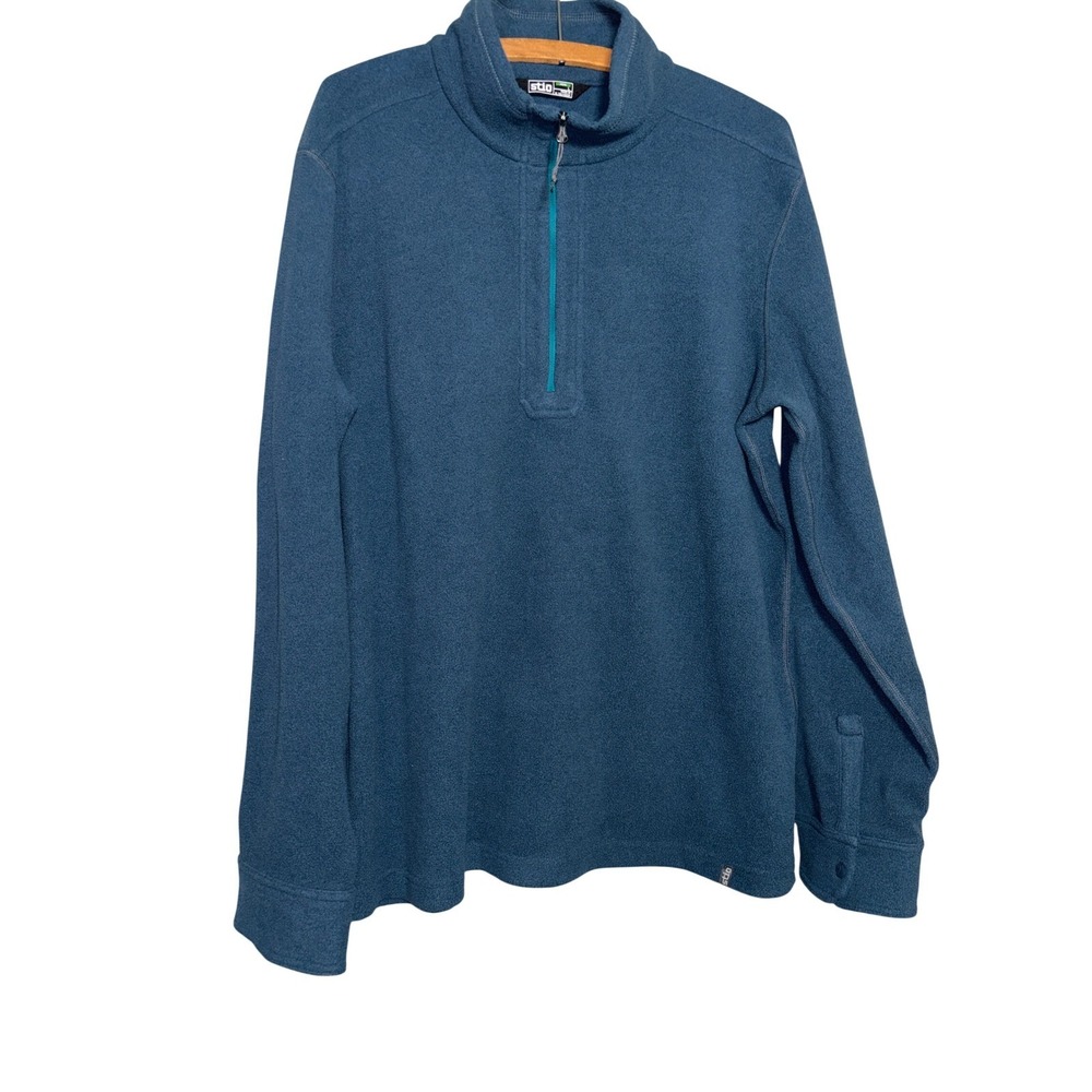 Stio Mens L Wilcox Fleece Quarter Zip Pullover Pinecone Logo Snap Cuffs Gorpcore